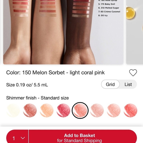 Laura Mercier
Lip Glacé Lip Gloss Color: 150 Melon Sorbet - light coral pink - Picture 6 of 10